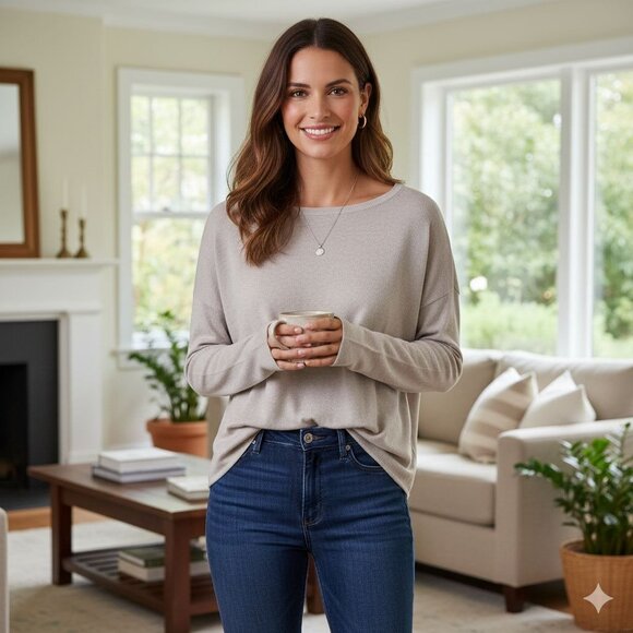 Garnet Hill Silk Cotton Sustainable Pullover Drop Shoulder 2021 Neutral Size S - Picture 4 of 7